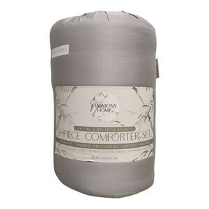 Grey - Harmony Home Soft Viscose Thermal Regulating 3 Piece Comforter Set, Full/